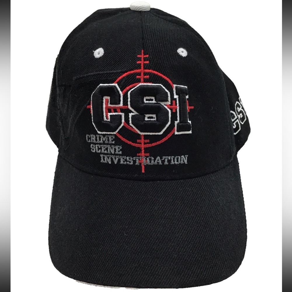 CSI Las Vegas NV Hat Black Red Embroidered Raised Letters Cap Adjustable Chelona